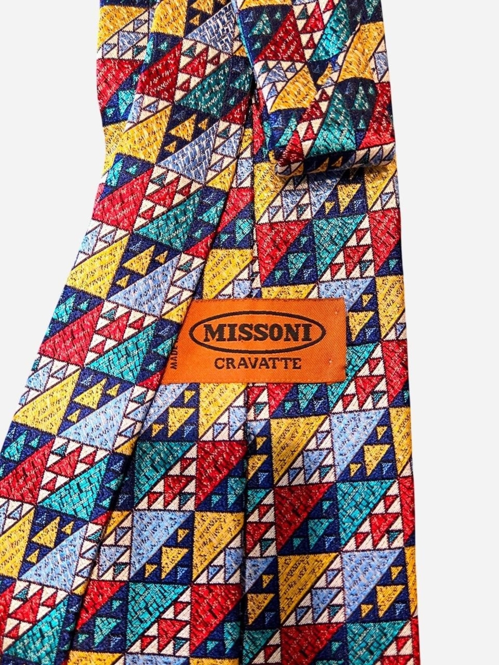Vintage Missoni geometric 100% silk tie retro colorful multicolor 4 x 53 - Picture 3 of 6